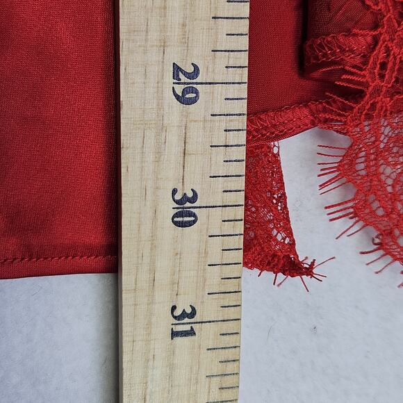 NEW Victorias Secret Set Chemise Nightie XL V-String Panties L Red Lace Satin - Picture 12 of 14